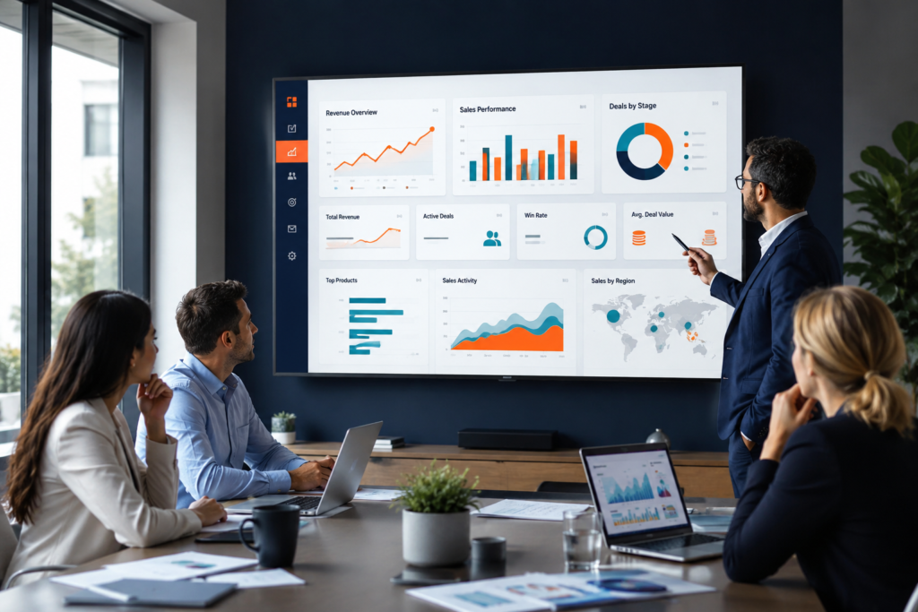 CRM reporting dashboard for sales insights and performance tracking